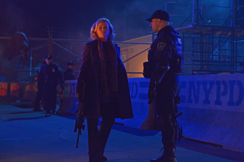 THE STRAIN -- "The Battle For Red Hook" -- Episode 209 (Airs September 6, 10:00 pm e/p) Pictured: (l-r) Samantha Mathis as Justine Feraldo, Paulino Nunes as Frank Kowalski. CR: Michael Gibson/FX